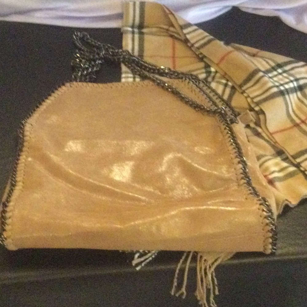 Leather chained over the shoulder bag